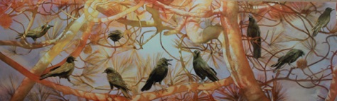 Crows World
18x60
oil on aluminum Crows World
18x60
oil on aluminum